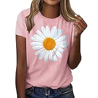 Women Fashion Casual Loose Tops Basic Printed T-Shirt Round Neck Summer Comfortable Short-Sleeved Blouse Tees