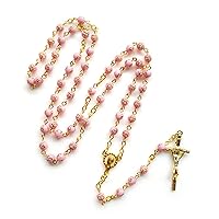 6mm Rose Beads Rosary Necklace With Crucifix For Cross Pendant Necklace Pr Prayer Necklace For Men