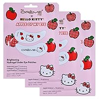 The Crème Shop Hello Kitty Apple Of My Eye Hydrogel Brightening Under Eye Patches with Hyaluronic Acid Collagen Apple Essence for Concentrated Hydration Plumpness and Sparkling Bright Eyes (Set Of 3)