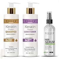 Keratin Smooth Daily Shampoo & Keratin Smooth Daily Conditioner & Hair Serum | Strong, Smooth & Shine | Control Hair Fall | Promote Hair Growth | No Silicone & Parabens | For All (Unisex)