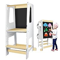 Toddler Tower with Adjustable Height and Anti-Slip Protection,Toddler Step Stool with Learning Chalkboard,Anti-Slip Protection, Bathroom Tool Stool for Toddlers,Learning Tower