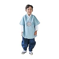 Korean Traditional Baby Boy Hanbok Clothing Blue Silver Print 100th Days 1-8 years Dol First Birthday Party OBH015