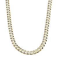 Savlano 14K Gold Plated 925 Sterling Silver 6.5mm Italian Solid Curb Cuban Link Chain Necklace For Men & Women - Made in Italy Comes With a Gift Box
