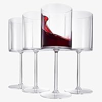 Unbreakable Stemmed Square Tritan Acrylic Crystal Wine Glasses European Style | Set of 4 | 100% US Drinkware, 18 oz Dishwasher Safe Clear Color Shatterproof BPA-free plastic, All Purpose Glassware