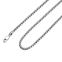 Round Box Chain Sterling Silver Box Chain Necklace for Men 1mm 1.5mm 2mm 2.5mm 3mm Chain for Men Women and Boy