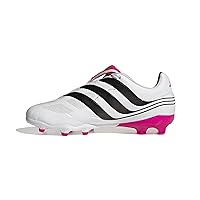 adidas Predator Precision.3 Youth Firm Ground Soccer Shoes - Fold-over Tongue, Soft Leather Forefoot, Firm Ground Outsole, Lightweight Synthetic Upper (White/Black/Pink, US Footwear Size System, Big Kid, Numeric, Medium, 5.5)
