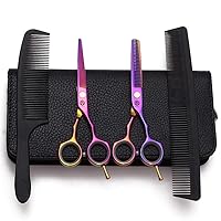 Hair Cutting Scissors, Professional Haircut Scissors Kit, Thinning Shears, 5.5 Inch Color Barber Scissors, for Barber, Salon, Home