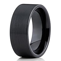 Silly Kings 9mm Black Tungsten Carbide Wedding Band Flat Ring Brushed Finish Ring Men & Women Comfort Fit
