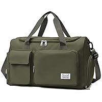 Travel Duffel Bag with Shoes Compartment Sports Gym Bag with Dry Wet Separated Pocket for Men and Women, Overnight Bag Weekender Bag Training Handbag Yoga Bag - Olive Green