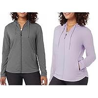 32 Degrees Cool Women's 2 Pack UPF 40+ Stretch Comfort Ulta Soft Lightweight Full Zip Hoodie Jacket (as1, alpha, m, regular, regular, Heather Orchid Lavender/Heather Light Iron Grey, Medium)