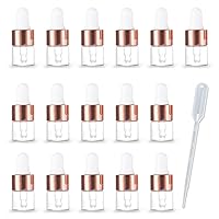 20Pack Set 1ML Glass Bottles with Glass Eye Dropper Dispenser for Sample Vial Small Essential Oil Bottle with Glass Eye Dropper, Colognes & Perfumes (Rose Gold-Clear)