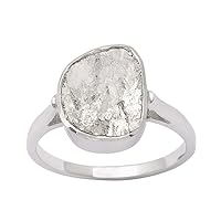 1.00 CTW Finest Natural Diamond Polki Solitaire Ring, Handmade Ring, Rose Cut Diamond Ring, platinum plated.