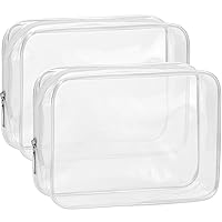 WantGor Clear Makeup Pouch 2 Pack TSA Approved Cosmetic Bag Organizer Small Makeup Bags Case Travel Transparent Toiletry Bag Carry on Travel Accessories for Women Men (Clear)