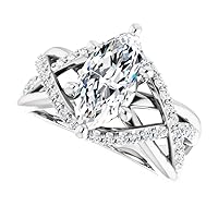 JEWELERYIUM 2 CT Marquise Cut Colorless Moissanite Engagement Ring, Wedding/Bridal Ring Set, Solitaire Halo Style, Solid Sterling Silver Vintage Antique Anniversary Promise Ring Gifts for Her