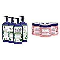 Body Wash (Pack of 4) & Shea Sugar Body Scrub (Pack of 3) with Eucalyptus, Spearmint & Rose