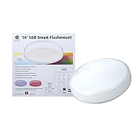 Designers Fountain 14 inch Voice Controlled Colors Smart Selectable CCT LED Flush Mount Ceiling Light for Bedroom Living Room Hallway Kitchen, White, LED1555RGB-W