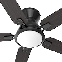 Low Profile Ceiling Fan with Lights, DC 10 Speeds Ceiling Fan with Remote, 3 Light Colors Dimmable Flush Mount Ceiling Fan, Black, 52”