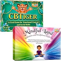 CBTiger Therapy Card Game for Kids - Develop Social Skills - Practice Emotional Awareness & Mindful Land Mindfulness Cards for Kids - Positive Affirmations Cards for Stress Reduction