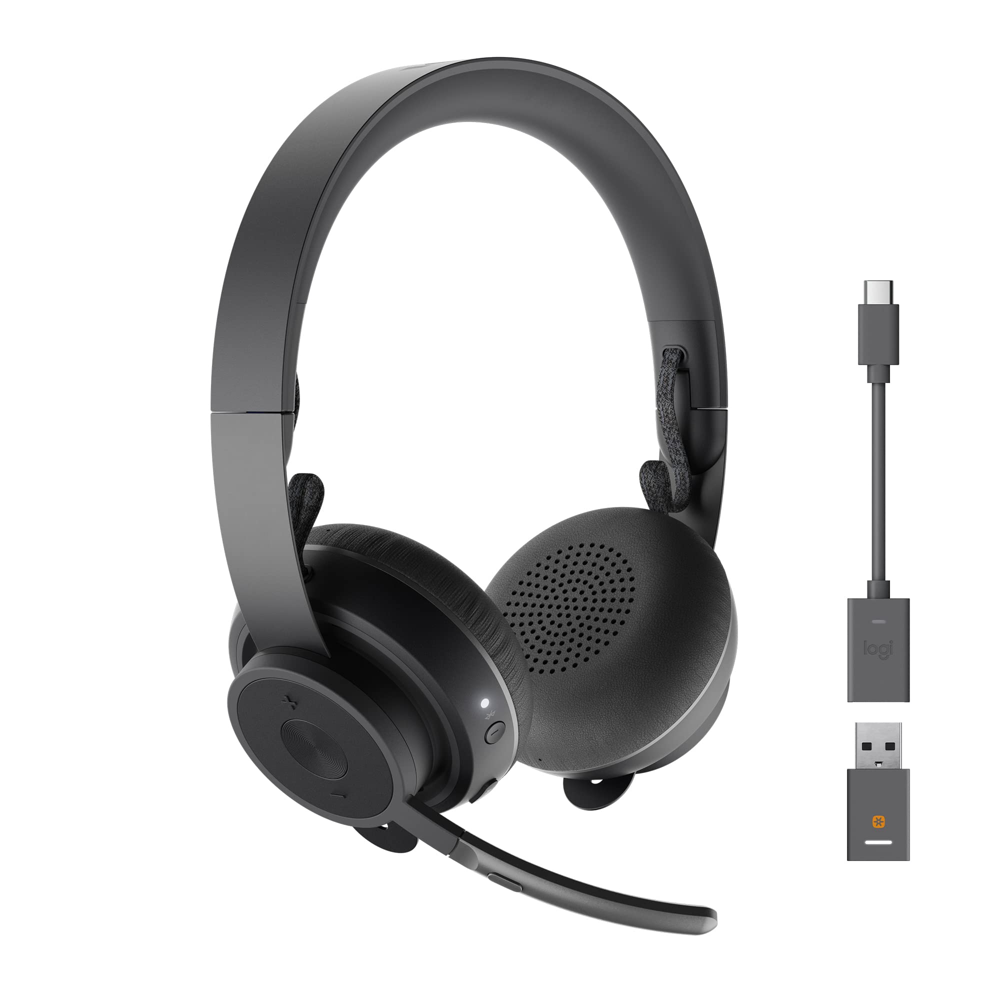 Logitech Zone 900 On-Ear Wireless Bluetooth Headset with Advanced Noise-canceling Microphone, Connect up to 6 Wireless Devices with one Receiver, Quick Access to ANC and Bluetooth