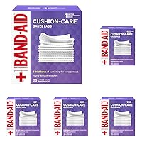 Band-Aid Brand Absorbent Cushion Care Sterile Square Gauze Pads for First Aid Protection of Minor Cuts, Scrapes & Burns, Non-Adhesive, Wound Care Dressing Pads, Large, 4 in x 4 in, 25 ct (Pack of 5)