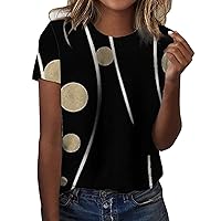 Shirts for Women with Long Arms Women's Casual and Comfortable T Shirt with Round Neck and Short Sleeve Printe