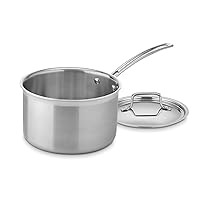 Cuisinart 4-Quart Skillet, Stainless Steel Cookware Multiclad Pro Triple Ply Saucepan w/Cover, MCP194-20N
