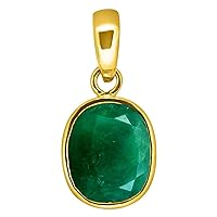 8.25 Ratti 7.00 Carat Lab Certified Natural Emerald Loose Gemstone Panna Gold Plated Pendant Lockets