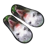 Possum Hissing Women'S Winter Plush Home Slippers, Mute Cotton Slippers Flat Slippers Indoor/Outdoor Non-Slip Soles Medium
