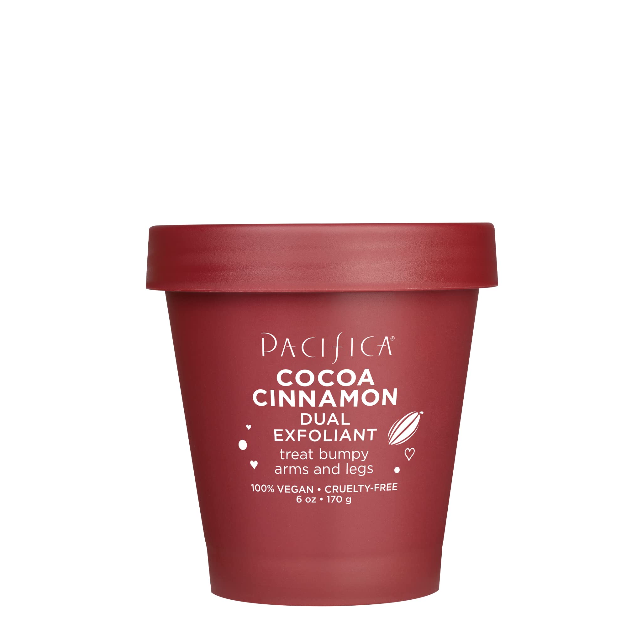 Pacifica Beauty, Cocoa Cinnamon Exfoliating Body Scrub, Cocoa Seed Butter, Chocolate, Leaves Skin Soft and Hydrated, Gentle Exfoliant for All Skin Types, Vegan + Cruelty Free, Chocolate, 6 Oz