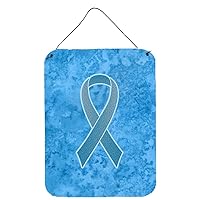 Caroline's Treasures AN1206DS1216 Blue Ribbon for Prostate Cancer Awareness Wall or Door Hanging Prints Aluminum Metal Sign Kitchen Wall Bar Bathroom Plaque Home Decor Front Door Plaque, 12x16, Multic