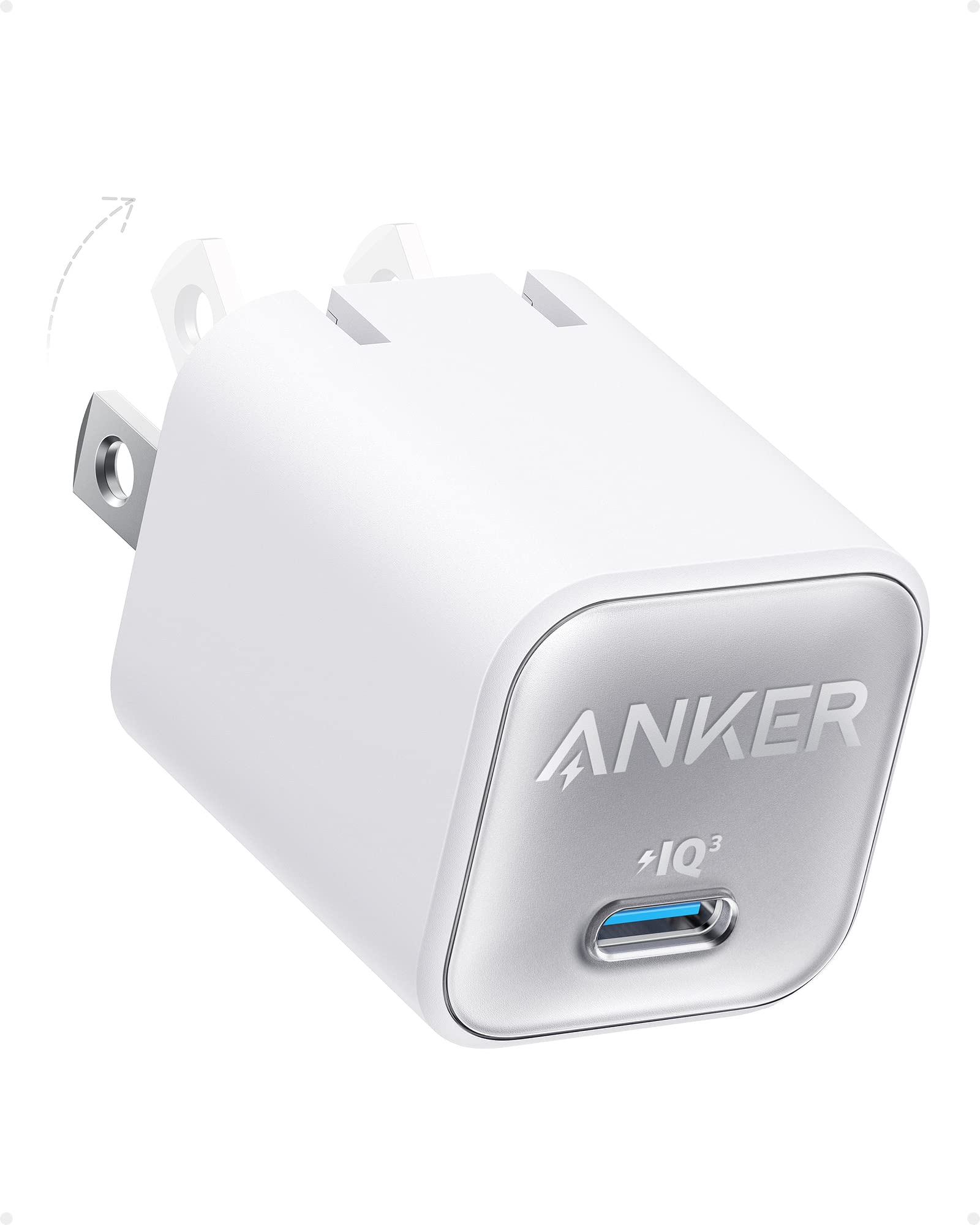 USB C GaN Charger 30W, Anker 511 Charger (Nano 3), PIQ 3.0 Foldable PPS Fast Charger for iPhone 14/14 Pro/14 Pro Max/13 Pro/13 Pro Max, Galaxy, iPad (Cable Not Included) - Aurora White