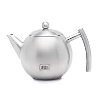 Stainless Steel Tea Pot With Removable Infuser For Loose Leaf and Tea Bags, Hot Water Fast to Boil, Dishwasher Safe and Heat Resistant (Silver, 1.5 Litter)