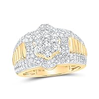 10kt Yellow Gold Mens Round Diamond Cluster Band Ring 1-7/8 Cttw