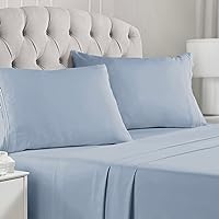 Mellanni Queen Sheet Set - 4 PC Iconic Collection Bedding Sheets & Pillowcases - Extra Soft, Cooling Bed Sheets - Deep Pocket up to 16 inch - Wrinkle, Fade, Stain Resistant (Queen, Blue Hydrangea)