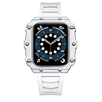 TINTAG Nachrüst-Set Armband + Hülle für Apple Watch Armband 45 mm, 44 mm, 40 mm, 41 mm, Gummi-Armband + Keramik-Set für iWatch 7, 6, 5, 4