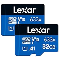 Lexar 32GB (2-Pack) High-Performance 633x micro SD Card w/ SD Adapter, UHS-I, C10, U1, A1, Full-HD & 4K Video, Up To 100MB/s Read, for Smartphones, Tablets, and Action Cameras (LMS0633032G-B2ANU)