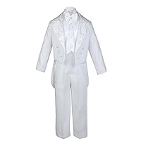 Boy White Paisley Vest Suit Tuxedo Bow Tail Baptism Christening Communion