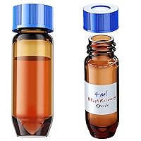 High Recovery Vial with 9-425 Screw Cap,Sterile Borosilicate Glass V Vial, Large Opening, 0.3mL/2mL/4mL,6pcs (Amber, 4mL)