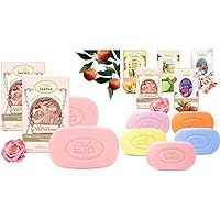 Un Air d'Antan Rose Soap 2PC + Soap Gift Set 5PC - Soaps for Women, Bar Soap for Women, French Soap, Natural Soap, Fancy Soaps for Women Gift, Soap Gift Sets for Women, Gifts for Mom