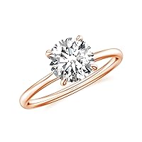 Natural Diamond Round Solitaire Ring for Women Girls in Sterling Silver / 14K Solid Gold/Platinum