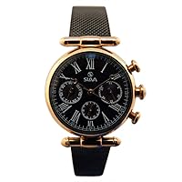 SLAA SL10273RB Quartz Analog Waterproof Chronograpf Womens Wrist Watch Calendar Stainless-Steel Band Gold Plated
