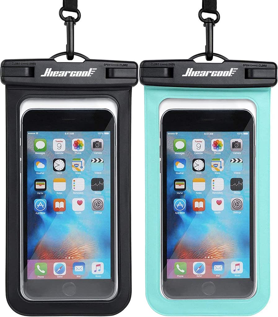 Hiearcool Waterproof Phone Pouch, Waterproof Phone Case for iPhone 14 13 12 11 Pro Max XS Samsung, IPX8 Cellphone Dry Bag Beach Essentials 2Pack-8.3