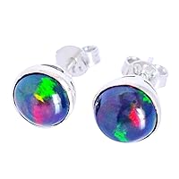 Pretty looking Ethiopian Opal Gemstone 925 Solid Sterling silver Stud Earring Designer Jewelry Gift For Her