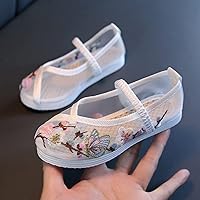 Children's Shoes Chinese Style Mesh Hanfu Girls Embroidered Flat Princess Performance Shoees