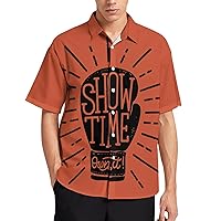 Show Time Light Bulb Mens Hawaiian Shirt Printed Short Sleeve Button Down Summer Beach Shirts