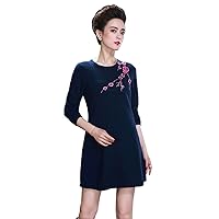 Everyday Dress Cashmere Knitting Embroidered Pullover Sweater Multi Size Skirt H1225