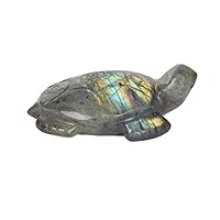 gemhub Labradorite Rainbow Turtle Approximately 397.00 Ct Carving Luck Fortune Healing Statue DE-261