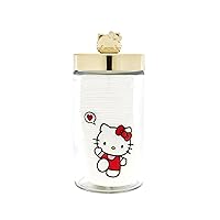 x Hello Kitty Chic Reusable Glass Jar with Premium Soft Cotton Pads: Gentle Absorbent Ideal for Makeup Removal Skincare Routine Sensitive Skin (Reusable Jar + Premium Cotton Pads)
