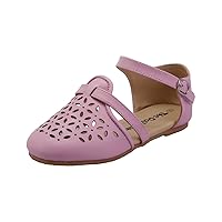 Girl's Closed Toe Casual Flat Sandal Shoes Laser-cut Style Pink Toddler Size 10