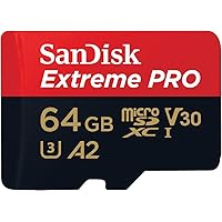 SanDisk 64GB Extreme PRO® microSD™ UHS-I Card with Adapter C10, U3, V30, A2, 200MB/s Read 90MB/s Write SDSQXCU-064G-GN6MA